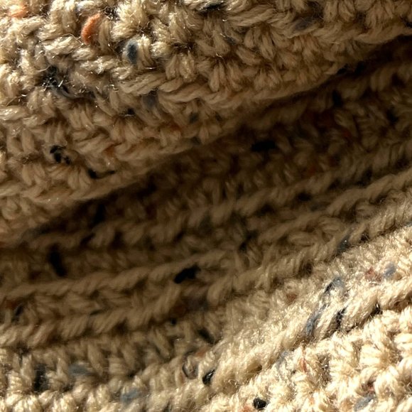 Men's Handmade Beige Tweed Crochet Scarf - Picture 3 of 4